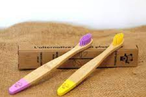 Cap bambou brosse à dents jaune enfant souple
